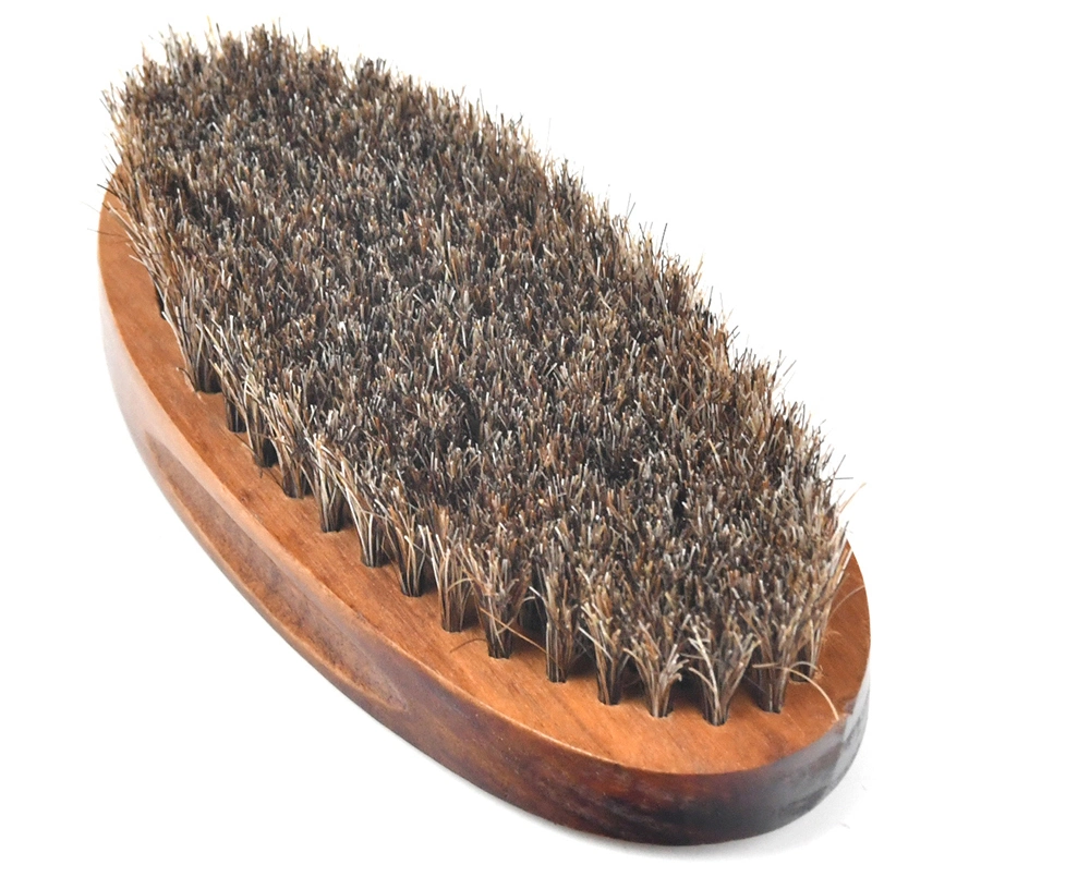 Wholesale OEM 100% Horse Hair Wooden Shoe Brush Oval Shape Shoe Brush for Cleaning