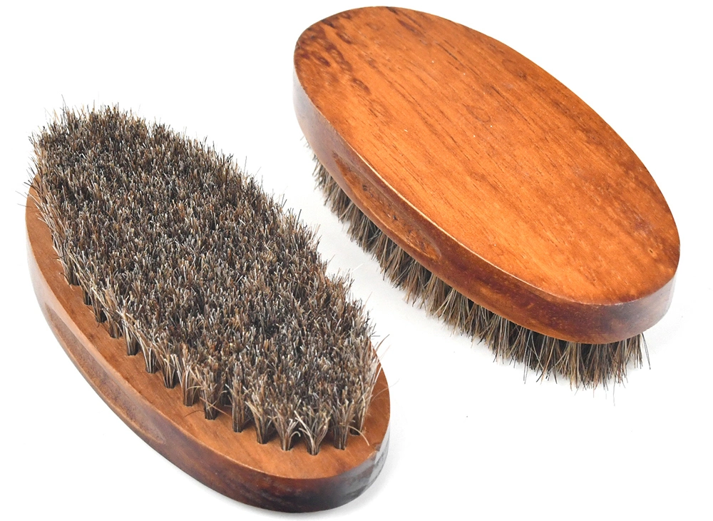 Wholesale OEM 100% Horse Hair Wooden Shoe Brush Oval Shape Shoe Brush for Cleaning