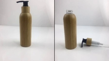 Botellas y latas de envasado cosmético para el cuidado de la piel con serie de bambú